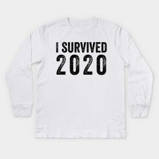 I Survived 2020 Distressed - Black Text Shirt Kids Long Sleeve T-Shirt